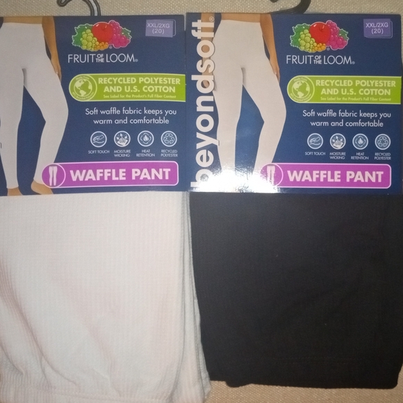 Fruit of the Loom Waffle Pants - Black and White, Set Of 2 - Picture 1 of 3
